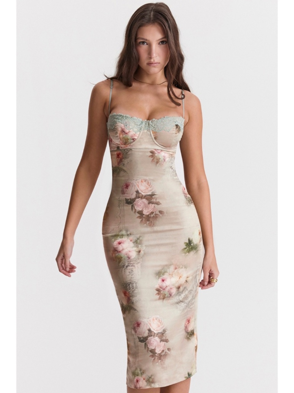 NEW House of CB Venus Dress Vintage Cream Flower Print Large+ (XL)